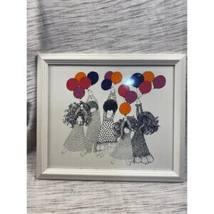 Vintage‎ Julie Corsover Flying Balloons Framed Print Lithograph Replica